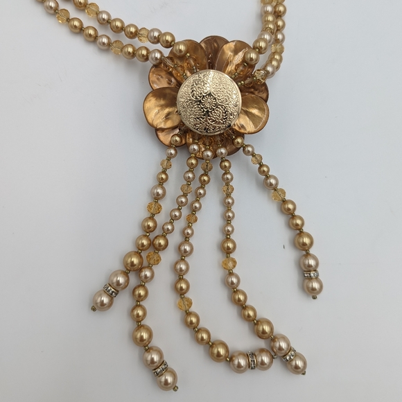 Joan Rivers MOP Gold Bead Glass Starlet Necklace - Picture 3 of 7